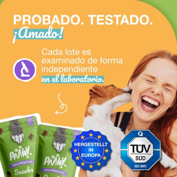 Paawy Resplandor del Pelaje Snacks - Apoya la Piel y el Pelaje de tu Perro - Suplemento alimenticio con Omega3, Biotina y Zinc para el Pelaje - También para picazón, pérdida de Pelo y alergias - Image 6