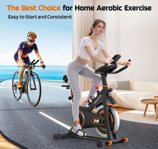 DMASUN Bicicleta estática de resistencia magnética, bicicleta de ciclismo para interiores, bicicleta de ciclismo con cómodo cojín de asiento, pantalla digital con pulso - Image 7