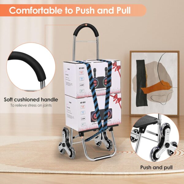 Taphnw Carro de la Compra con 6 Ruedas, Carrito Compra Plegable, Capacidad 32L, Carga Máxima de 30kg, Bolsa Impermeable Desmontable Ruedas de Acero Inoxidable, para Subir Escaleras - Image 4