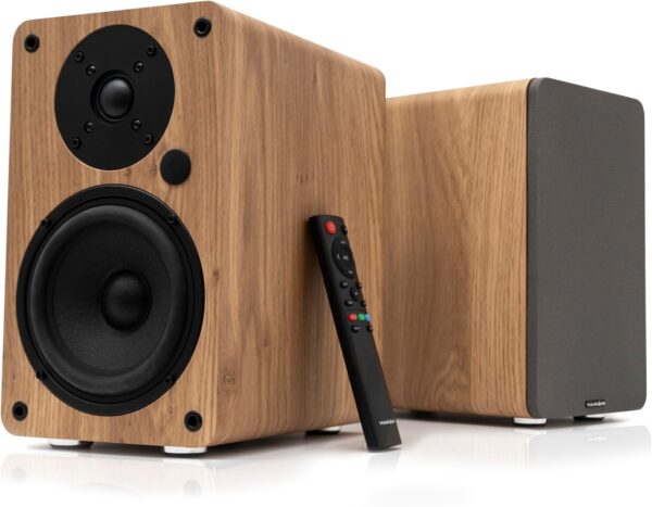 VULKKANO A5 ARC Altavoces Autoamplificados con Woofer de 5.25", Bluetooth 5.0, HDMI ARC, Optica, RCA, USB, con Salida Subwoofer, Monitores de Estudio HiFi con Diseño Elegante, Color Marron