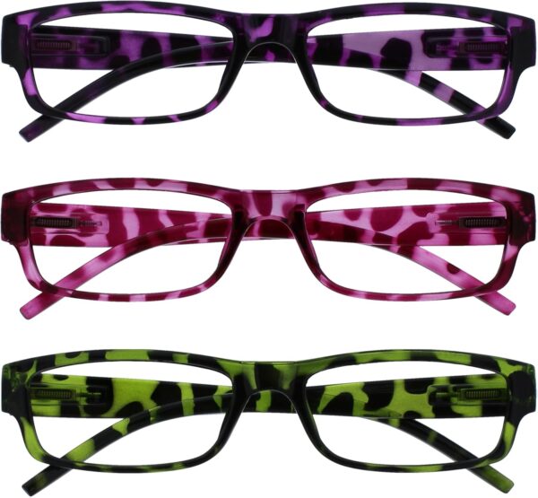 The Reading Glasses Company La Compañía Gafas De Lectura Púrpura Rosa Verde Ligero Cómodo Lectores Valor Pack 3 Hombres Mujeres RRR32-546 +3,00