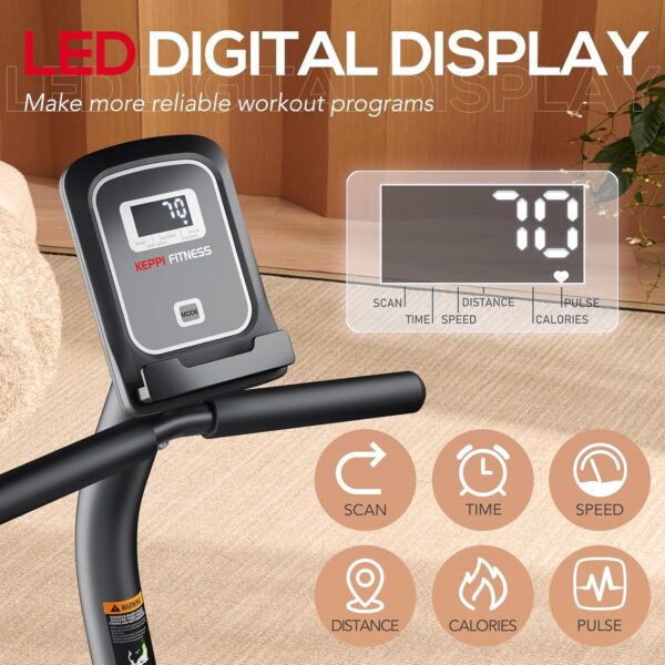 KeppiFitness - Bicicleta estática reclinada para adultos con resistencia magnética, bicicleta estática para el hogar con capacidad de 380 libras, bicicletas estacionarias cardiovasculares para - Image 6