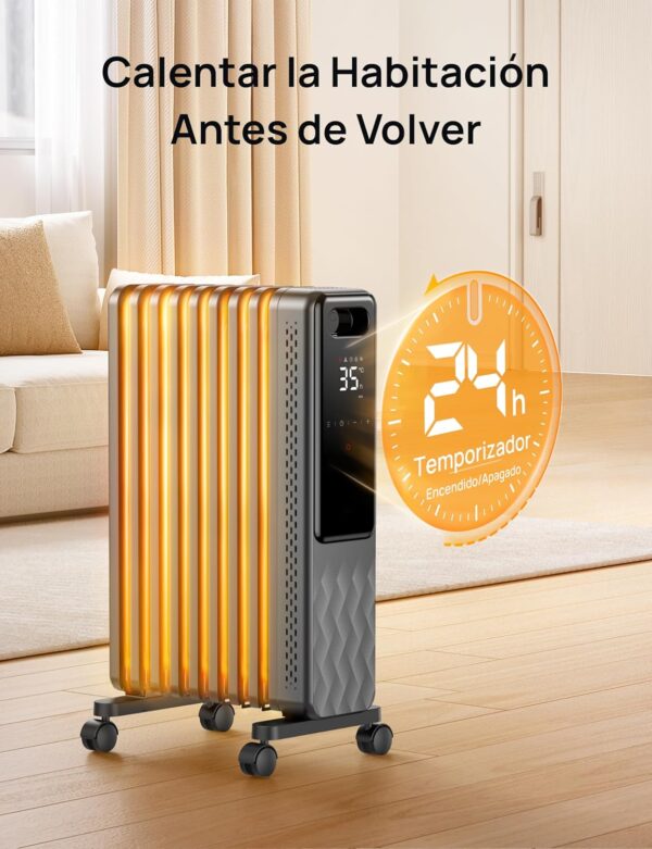 Dreo Radiador de Aceite 2000W, Calentador de Aceite Eléctrico Portátil 9 Elementos Con Mando a Distancia, Temporizador 24h, 3 Ajustes de Calor, 4 Modos, protección contra sobrecalentamiento - Image 7