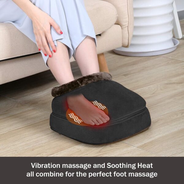 Snailax - Calentador de pies con masaje, vibración y cojín de calefacción para pies acogedores con 5 modos de masaje y 2 terapia de calefacción, cojín de masaje eléctrico calentado para pies, espalda - Image 5