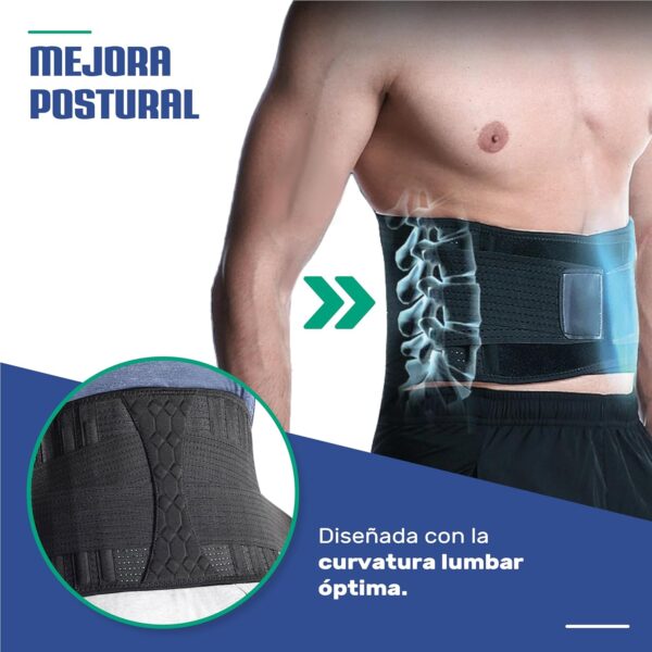 NativoDex Faja Lumbar Hombre y Mujer - Soporte Especial Lumbar y Espalda Baja - Reduce el Dolor y Recupera Lesiones en Cintura y Espalda - Cinturón Soporte Lumbar con Doble Ajuste (L) - Image 4