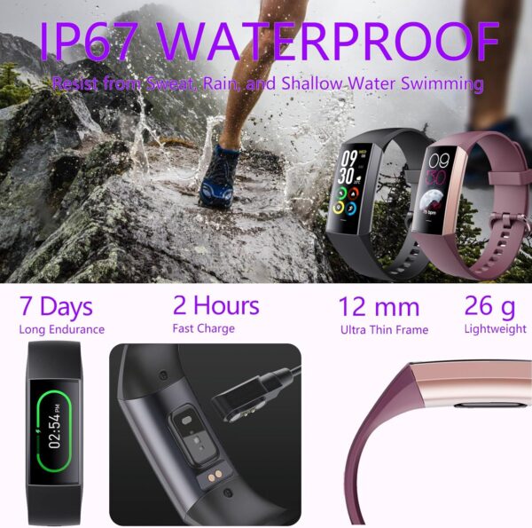 Pulsera Actividad Pantalla AMOLED de 1.1" Reloj Inteligente Mujer Hombre Smart Band Sueño, SpO2, Monitor de Frecuencia Cardíaca smartwatch Compatible con Android e iOS (C80 Negro) - Image 5