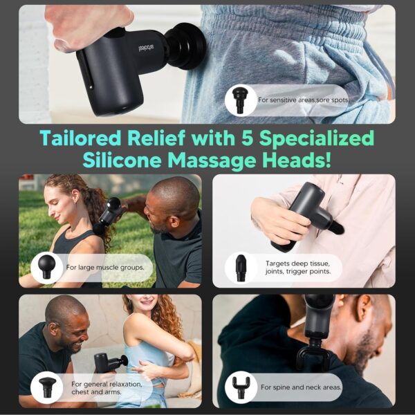 arboleaf Pistola de Masaje Mini con Estuche, Masajeador Muscular Profesional de 3200 rpm y 5 Velocidades, Massage Gun Silencioso para Relajación Muscular - Image 6