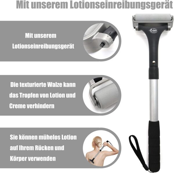 Easace Aplicador de loción para espalda y cuerpo, fácil autoaplicación de cepillo de baño para ducha, gel de baño, crema para la piel, bronceador, bronceado (Platero) - Image 3