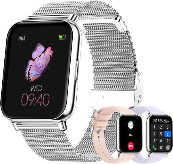 Colesma Smartwatch 1,85" Reloj Mujer Responder/Hacer Llamadas, Asistente de Voz, Impermeable IP67 Pulsera Actividad con 100+ Modos Deportivos, SpO2/ Presión Arterial/Monitor Sueño