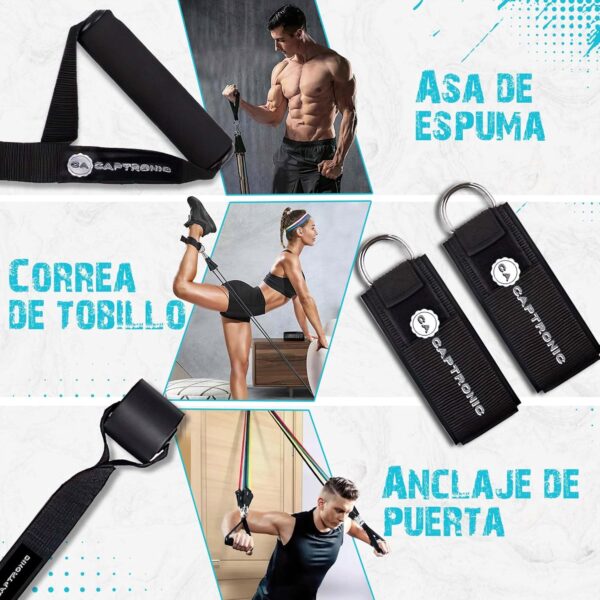 CAPTRONIC Gomas elasticas musculacion | Incluye Ejercitador de Mano y Manual con Fotos | Bandas elasticas musculacion Fabricadas en Látex | Bandas Elásticas Ideal para Deporte y Fitness en Casa, TRX - Image 5