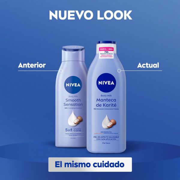 NIVEA Body Milk Manteca de Karité (1 x 400 ml), leche corporal que hidrata durante 72 h, crema hidratante corporal con ácido hialurónico, para piel seca - Image 7