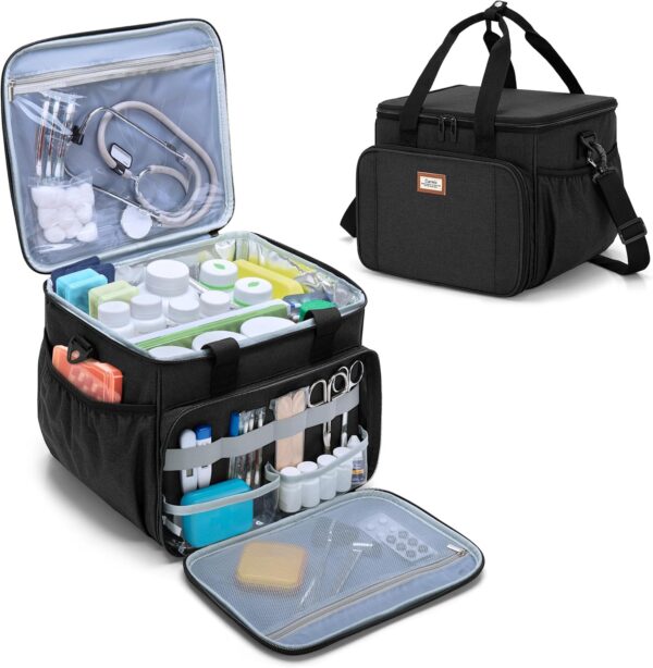 CURMIO Bolsa Médica Aislante, Bolsa Botiquín Portátil para el Hogar, Bolsa de Emergencia para Suministros Médicos y Medicamentos, Negro