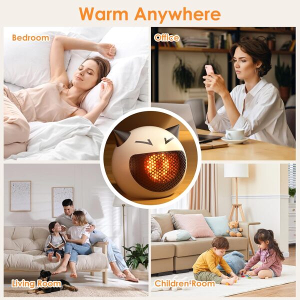 Bwaliffury Mini Calefactor Eléctrico Cerámico, 450W Calefactor Eléctrico Bajo Consumo, Calentador Silencioso, Protección del Sobrecalentamiento, Calentamiento Rápido, Para Casa, Oficina - Image 7