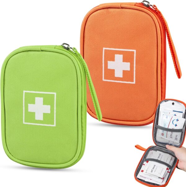 Dncvb 2 bolsas de medicamentos pequeñas y portátiles, bolsa de viaje para botiquín de viaje, impermeable, bolsa de primeros auxilios, vacío, mini bolsa para medicamentos de viaje, bolsa de emergencia,