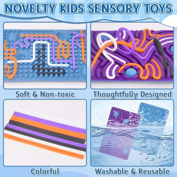 Vibbang Sensory Activity Board, Juguete Antiestrés De Silicona, Juguetes Sensoriales Táctiles, Diseño De Doble Cara, para Calmar El Estrés, La Ansiedad, El Tdah y El Autismo (A) - Image 4