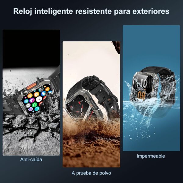 Blackview Reloj Inteligente Hombre - Llamadas Bluetooth, 2.01” Smartwatch Hombre con Linterna, Brújula, Pulsómetro, Monitor de Sueño, Podómetro, Notificación, Pulsera Actividad 100+ Modos Deportivos - Image 8