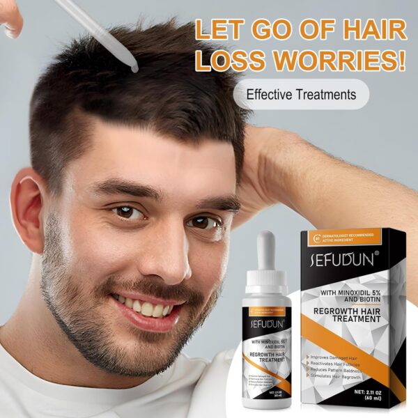 Suero de crecimiento capilar con biotina-Kit de crecimiento de barba-Cuidado del cabello para un cabello y barba saludables-Kit de cuidado para el crecimiento de los hombres-60ML - Image 5