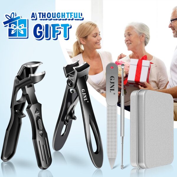 Cortaúñas en ángulo para uñas gruesas, regalos de Navidad para hombres, 16 mm de ancho, cortaúñas para personas mayores, regalos secretos de Navidad para papá, cortaúñas alemanes resistentes (negro y - Image 7