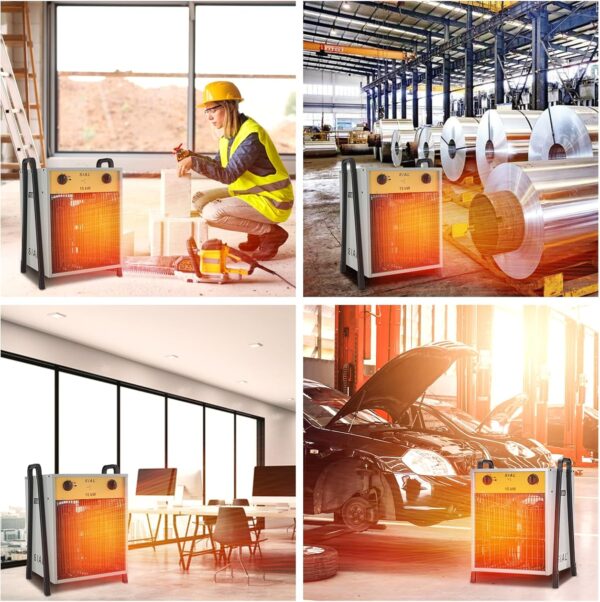 SIAL Calefactor 15000 W - Radiador Electrico - Calentador Industrial - 3 Niveles de Calor - Termostato & Protección Contra Sobrecarga - Ventilador de Calefacción Para Uso Interior y Exterior - Image 6
