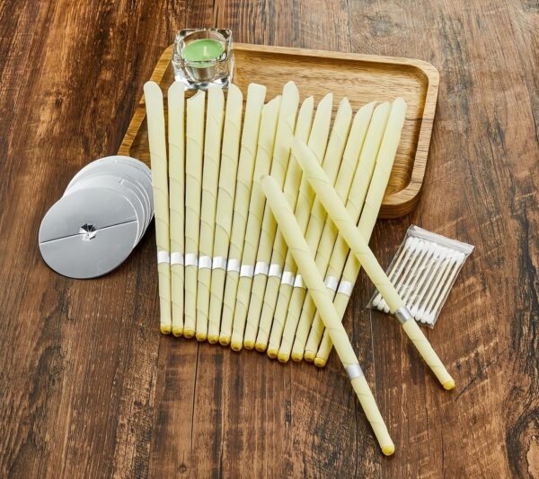 Rimiko 16 Conos para los Oídos, Vela para el oido de Cera de Abejas para Orgánicos Naturales, Velas Hopi Puras con Discos de Protección y Bastoncillo de Algodón, para Limpiar Oídos - Image 9