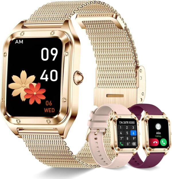 Colesma - Reloj inteligente para mujer, con asistente de voz, pantalla táctil HD de 1,59 pulgadas, reloj inteligente para mujer, rastreador de actividad con monitor de sueño para Android iOS
