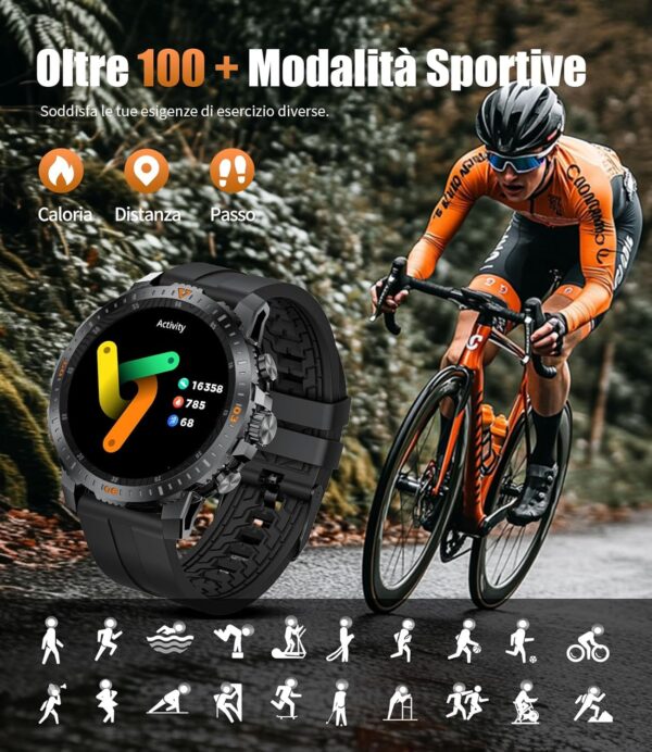 ESFOE Reloj Inteligente Hombre Militar, 1.43” AMOLED Smartwatch Hombre con Llamadas Bluetooth, 500mAH IP68 Impermeable 100+ Modos Deportivos Pulsómetro SpO2 Sueño, Smartwatch para Android iOS - Image 6