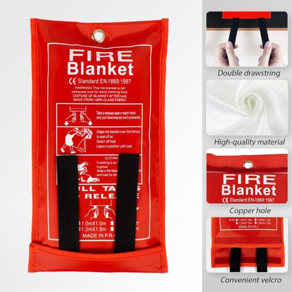 FLASLD Manta de Fuego de para el hogar y la Cocina, Mantas de Fuego de Fibra de Vidrio de Emergencia para Personas, protección ignífuga y Aislamiento térmico (100 cm x 100 cm) - Image 3