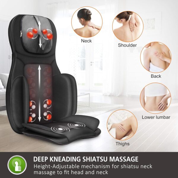 Snailax Asiento de Masaje Shiatsu con calor, Cojín de Masaje 4D con compresión/amasado/vibración, masajeador eléctrico de cuerpo completo para espalda cuello, regalos - Image 3