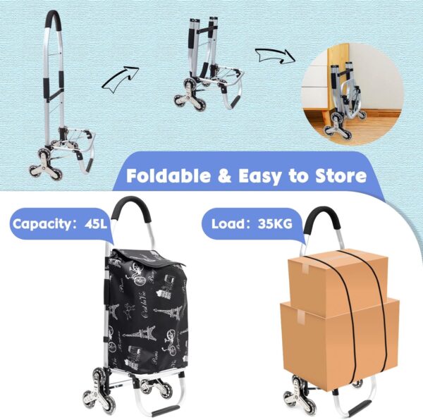 Carrito de la compra con marco de aluminio estable y bolsa de lona impermeable extraíble. El compañero ideal para compras cómodas y prácticas - Image 3
