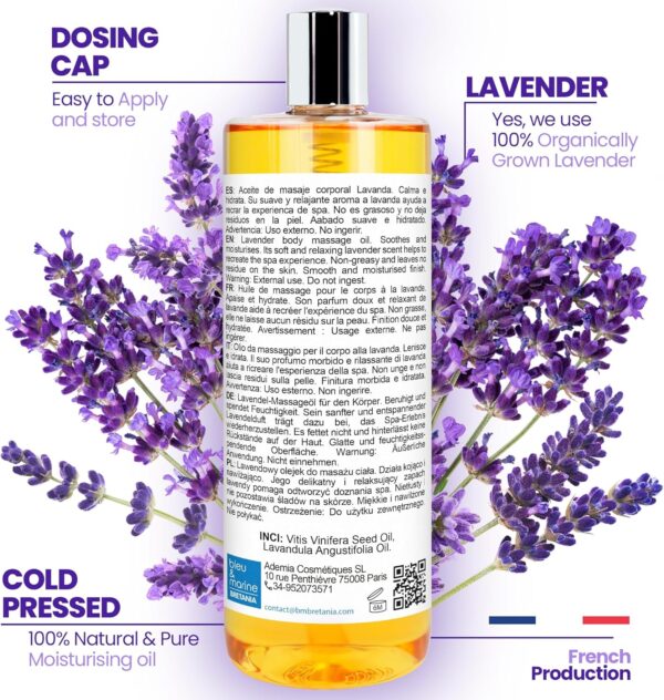 bleu & marine Bretania - Aceite de Masaje Natural 100% | Aromaterapia y Relajación | Hidratante y Portador | Ideal Después del Baño | Apto para Todo Tipo de Masajes Corporales, 200 ml - Image 2
