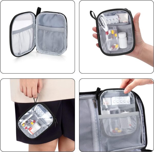 Trunab Pequeña Bolsa Médica de Medicamentos y Pastillero, Botiquín de Primeros Auxilios Adecuado con Estetoscopio, Medicamentos de Emergencia, Suplemento y Organizador Semanal de Pastillas, Negro - Image 3