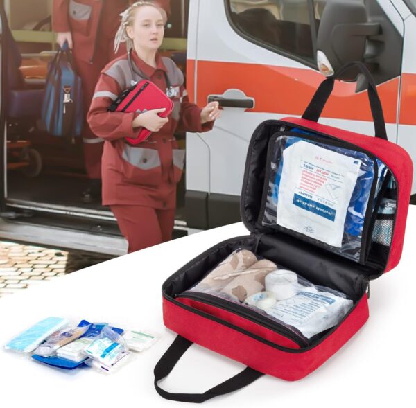 CURMIO Bolsa pequeña de Primeros Auxilios, Bolsa Emergencias de Botiquines de Emergencia para Senderismo, Acampada, Coche, Viajes, Hogar y Exteriores, Rojo, (Sola Bolsa) - Image 8