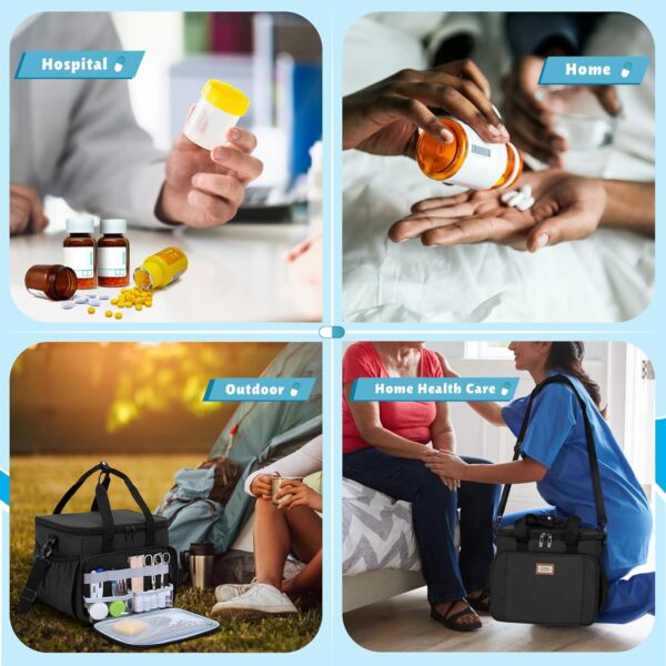 CURMIO Bolsa Médica Aislante, Bolsa Botiquín Portátil para el Hogar, Bolsa de Emergencia para Suministros Médicos y Medicamentos, Negro - Image 6