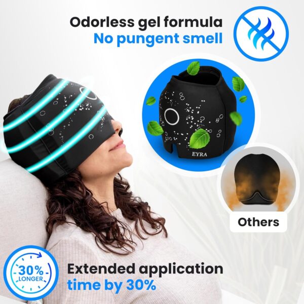 EYRA Gorro Migraña - Gorro Anti Migraña con Terapia de Frío y Calor para Alivio del Dolor de Cabeza, Tensión y Presión Sinusal - Gorro para Migrañas y Máscara Migraña Reutilizable para Terapia 360º - Image 4