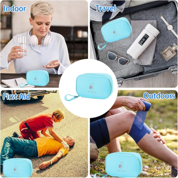 Mini Botiquín de Primeros Auxilios Portátil, Bolsas de medicamentos portátiles, Bolsa Médica Vacio, Botiquin de Primeros Auxilios Impermeable, para Situaciones Emergencia en Hogar, Viajes (Azul) - Image 6