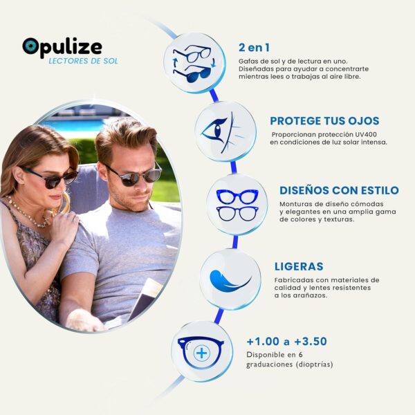 Opulize Met Paquete Doble Gafas De Lectura Con Lectores De Sol Grande Redondo Gris Negro Hombres Mujeres Bisagras Resorte RS60-7 +1,50 - Image 6