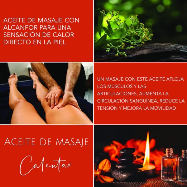 DaniChou® Massage Calentamiento, 250ml con aceite de soja y aceite de almendras, cosmética 100% natural vegano, aceite de masaje con alcanfor para una sensación de calor directo y relajante en la piel - Image 3