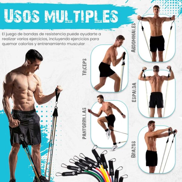 CAPTRONIC Gomas elasticas musculacion | Incluye Ejercitador de Mano y Manual con Fotos | Bandas elasticas musculacion Fabricadas en Látex | Bandas Elásticas Ideal para Deporte y Fitness en Casa, TRX - Image 4