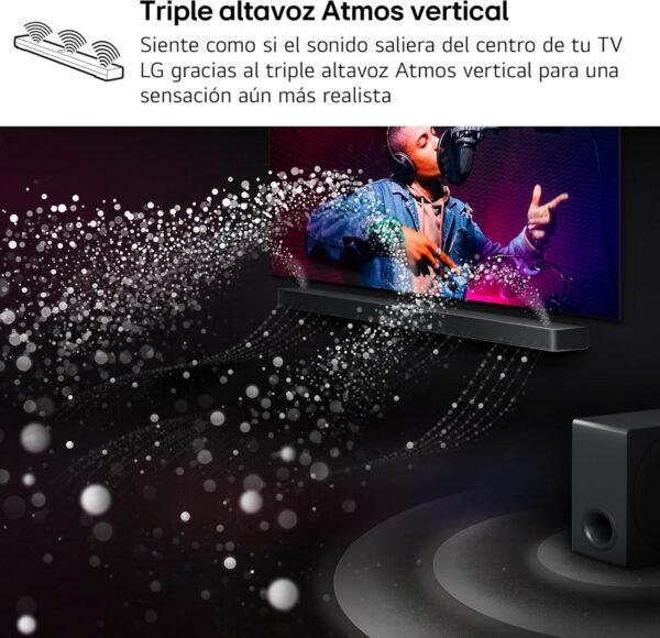 LG S70TR - Barra de Sonido Inteligente, 500W Potencia y 5.1.1 Canales, Altavoces Dobles Traseros Inalámbricos, Sonido Envolvente Dolby Atmos y DTS:X, Hi-Res 24bits/96kHz - Image 8
