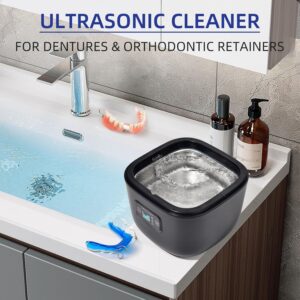 Y-Kelin Máquina de limpieza por ultrasonidos para el hogar, reloj con aparatos para dentaduras postizas, desinfección ultravioleta UV, máquina de limpieza automática