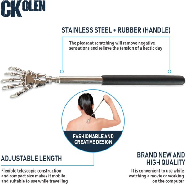 Ckolen Rascador de Espalda Telescópico, Palo de Masaje Extensible, Masajeador Rascador de Espalda para Aliviar la Picazón - Image 3