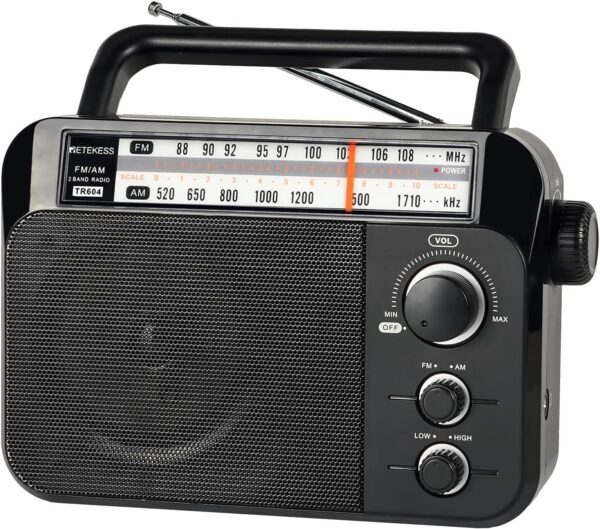 Retekess TR604 Radio portátil, Radio Am FM,Perilla Grande, Altavoz Grande,Admite Ajuste de Agudos y Graves,Adecuado para Personas Mayores,Regalo del Día de la Madre