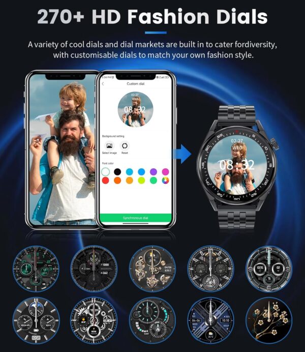 LIGE Reloj Inteligente Hombre, Smartwatch Hombre 1.39''con Llamadas y Asistente Voz, 3 Correas, 360Amh, 100+ Deportes Modo, Acero Inoxidable para Android iOS - Image 7