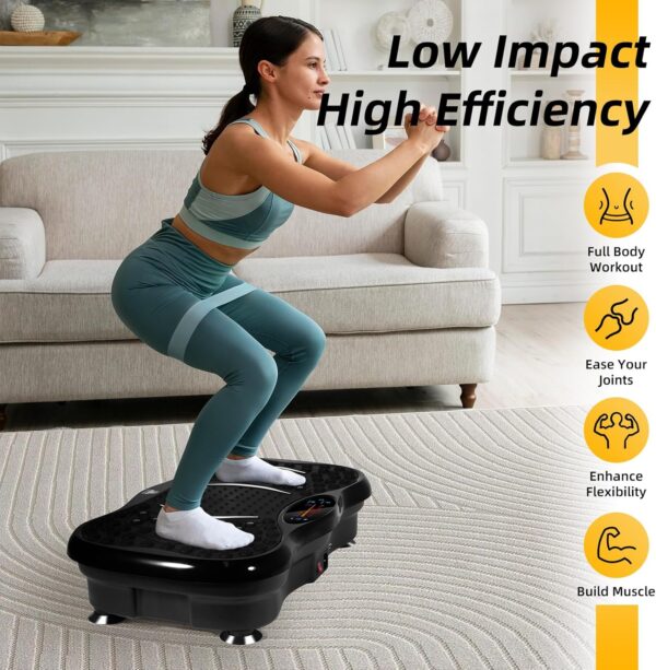 EVOLAND - Placas de vibración, máquina de ejercicio de fitness para uso doméstico, con altavoz Bluetooth, 5 modos de programa, 2 bandas de resistencia, entrenador de fitness de vibración, carga máxima de 330 libras (B) - Image 2