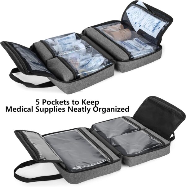 Trunab Botiquin de Primeros Auxilios Coche Gris, Vacío, SÓLO Bolsa Bolsa de Farmacia, Caja Botiquín Casa Profesional para Kit de Emergencia, Ideal para Hogar, Camping, Viajes y Senderismo - Image 2
