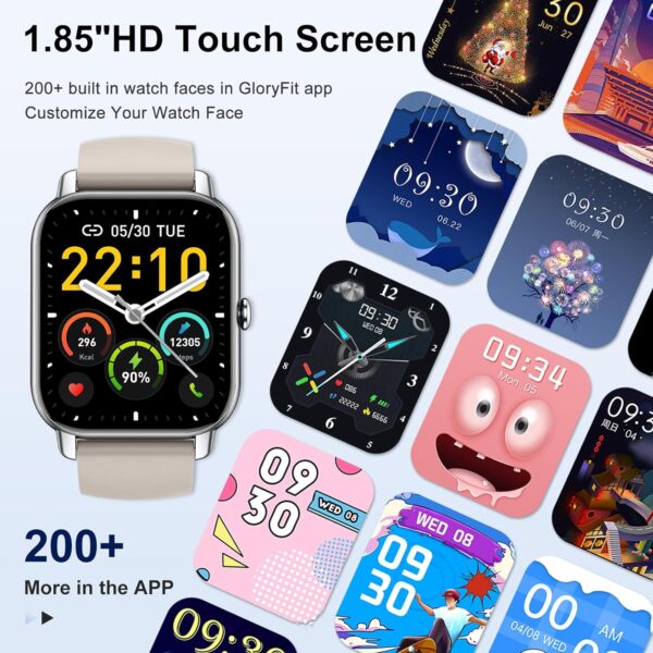 Reloj Inteligente Hombre Mujer, 1.85" Smartwatch con Llamadas Bluetooth, Smart Watch Pulsómetro/Monitor de Sueño/Podómetro, 110+ Modos Deportivos Impermeable IP68 Pulsera Actividad, Starlight Blanco - Image 4