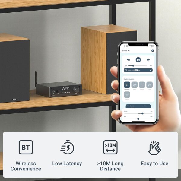Arylic Amplificador estéreo Bluetooth B50 SE, 50 W x 2, Chip TPA3116D2, Bluetooth 5.0, transmisión de Larga Distancia, aplicación de Control de ecualización - Image 4