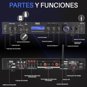 Pyle Amplificador Receptor, Montaje en Rack de 5 Canales, Cine en casa, Transmis...