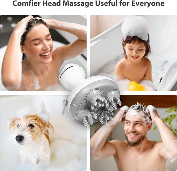 COMFIER Masajeador Inalámbrico para el Cuero Cabelludo:Rascador Eléctrico de Masaje de Cabeza con 84 Nodos de Amasamiento, para Crecimiento del Cabello y Relajación del Estrés (Blanco) - Image 5
