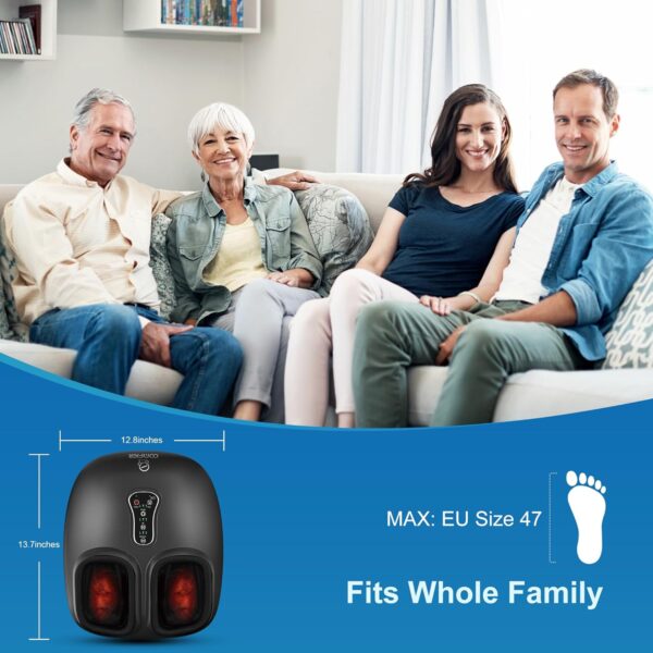 Comfier Shiatsu Masajeador Eléctrico de Pies con Calor, Vibración, Rodillos y Compresión de Aire, Masaje Shiatsu de Pies para Fascitis Plantar y Alivio del Dolor, Regalos para Mamá, Papá - Image 6